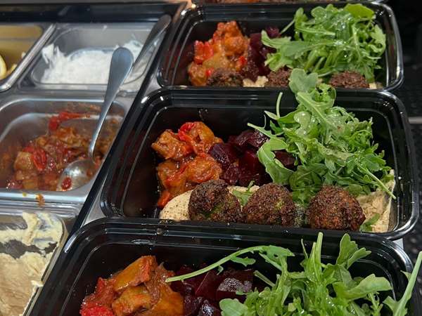 Beet and chickpea falafel.