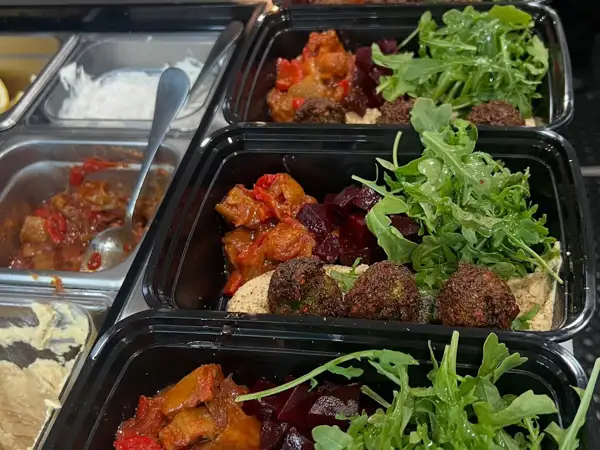 Beet and chickpea falafel.