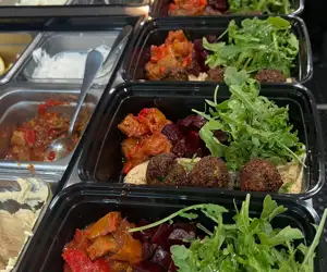 Beet and chickpea falafel.