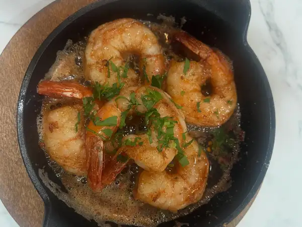 Sauteed garlic shrimp. 