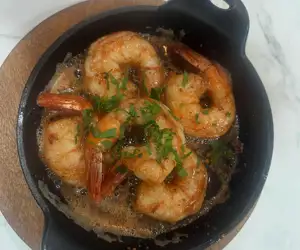 Sauteed garlic shrimp. 
