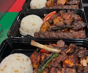 Lamb shank and kebabs.